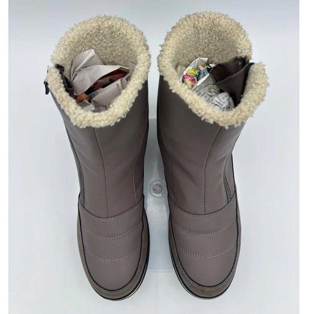 JBU BY JAMBU Winter Snow Boot Shoe Womens Water Resistant Faux Fur Gray Taupe 10